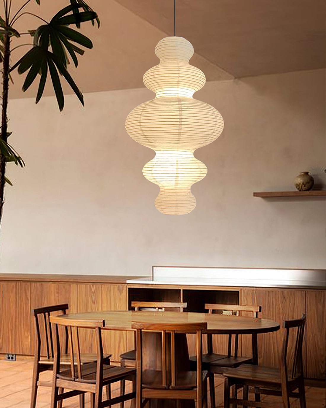 Luxurious Pendant Swag Lamp - Sculptural Rice Paper Lamp for Bedroom