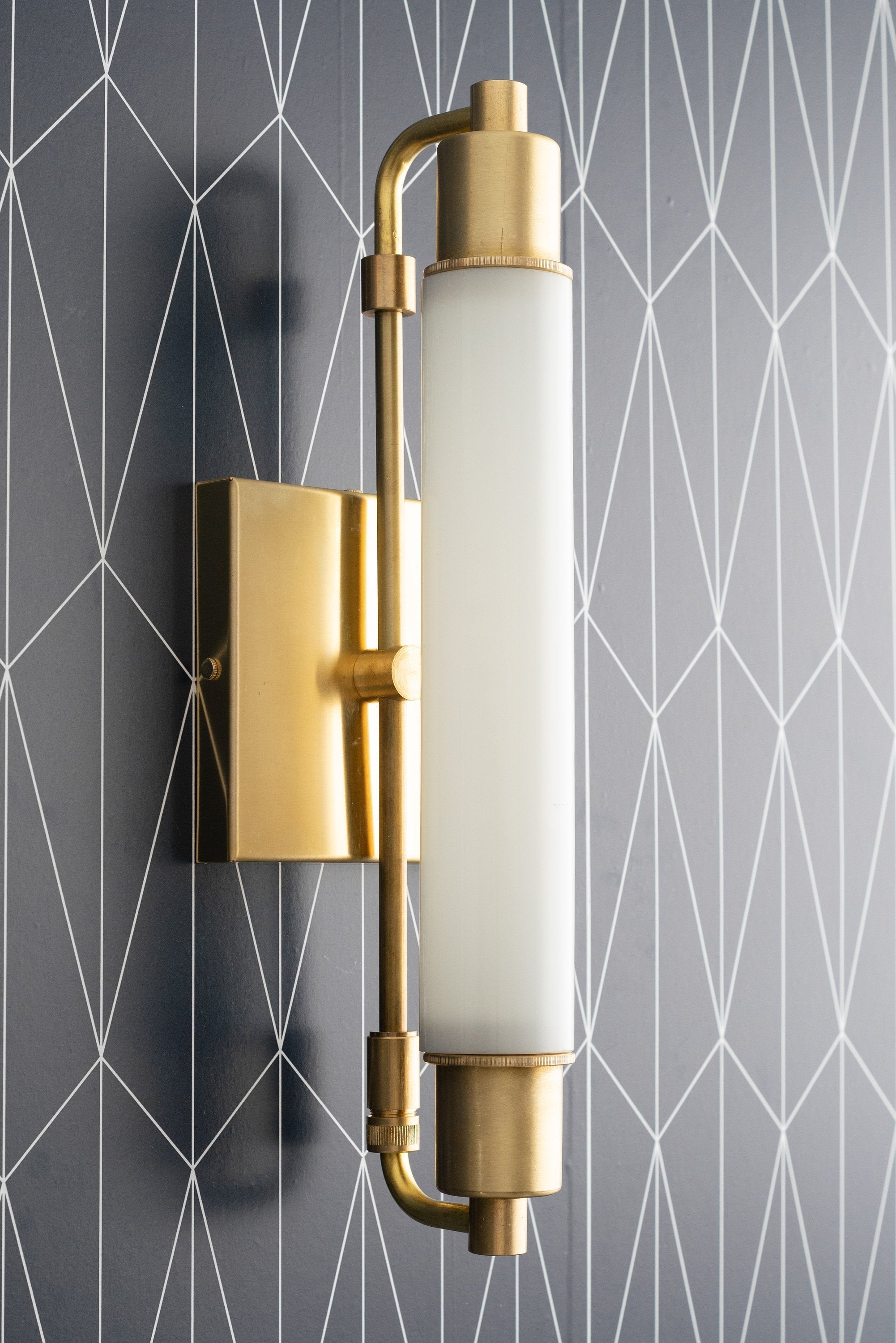 Ornato Luxe Modern Vanity Sconce - Art Deco Wall Light with Cylinder Shade