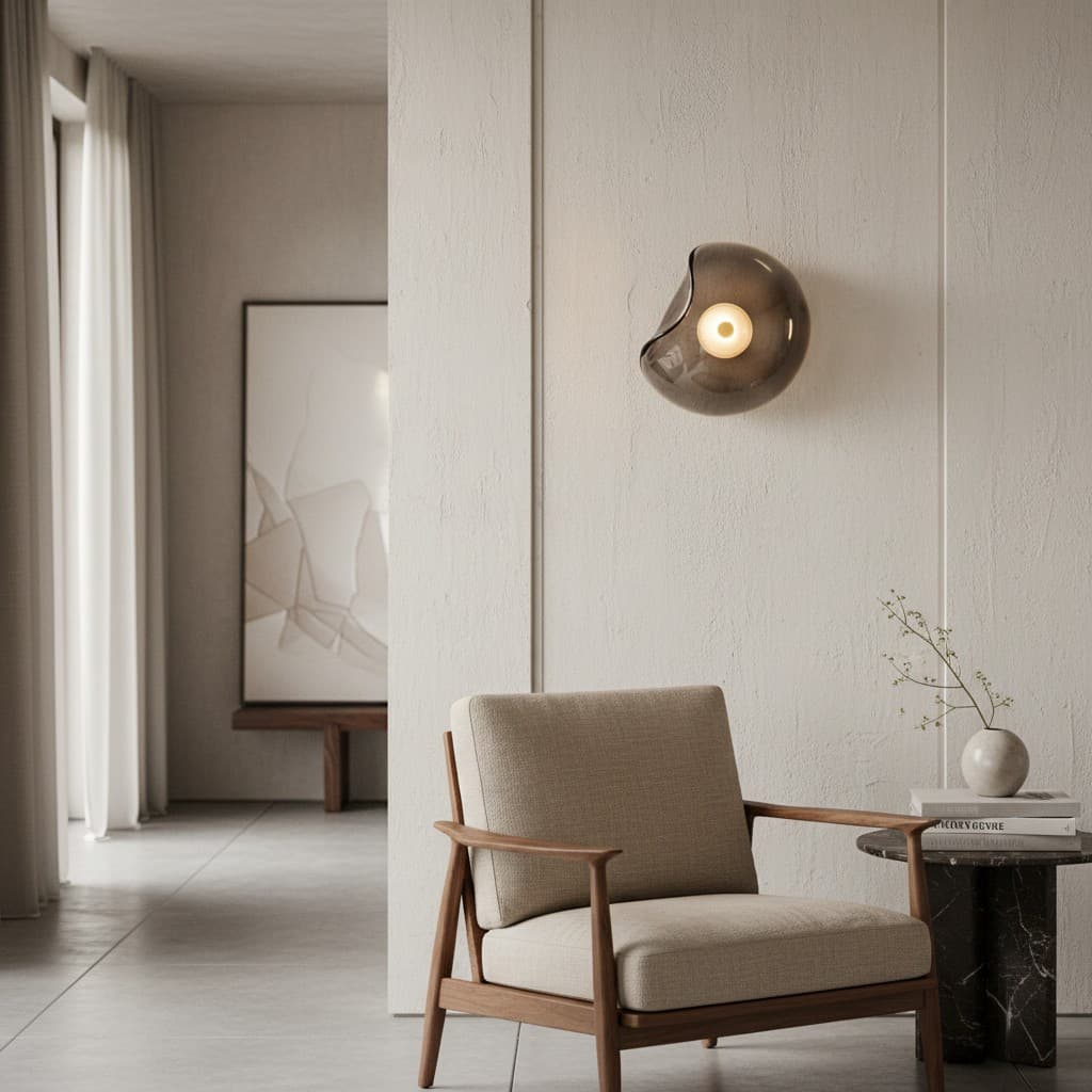 Lunacrest Curved Nebula Inspired Wall Light – Artistic Glass Lighting for Hallway