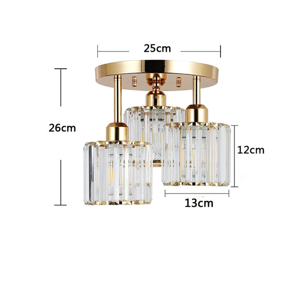 Modern Crystal Ceiling Light - Multi-head Semi Flush Mount for Bedroom