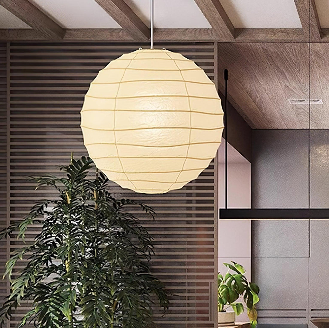 Washi-Papier-Hängelampe mit Swag-Motiv – japanische handgefertigte Leuchte