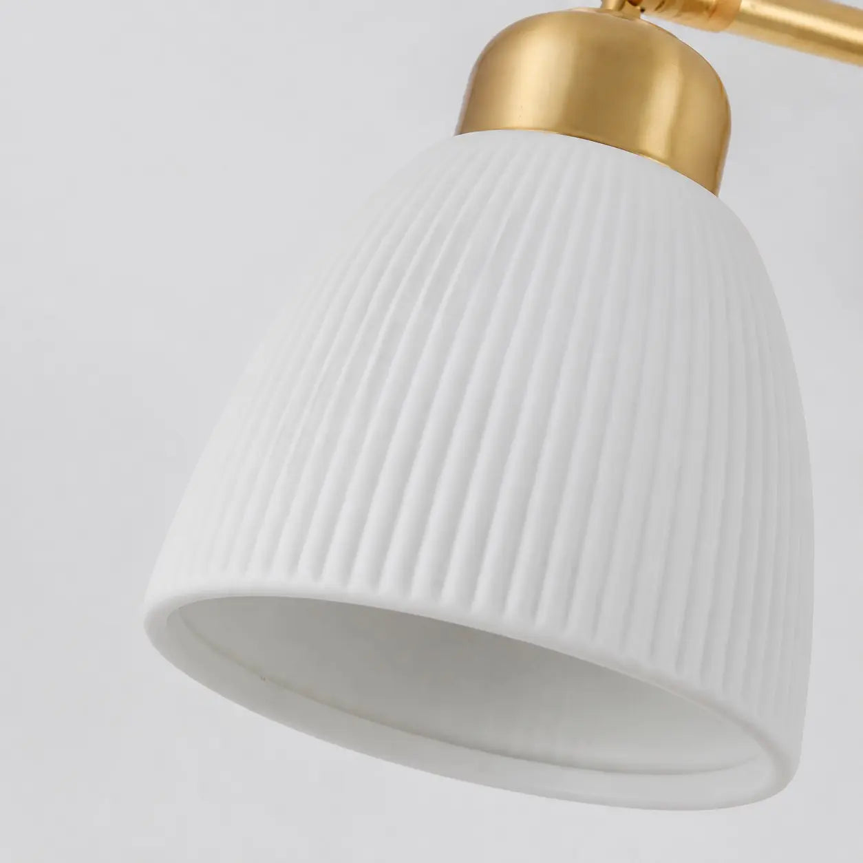 Ribbed white ceramic lampshade detail