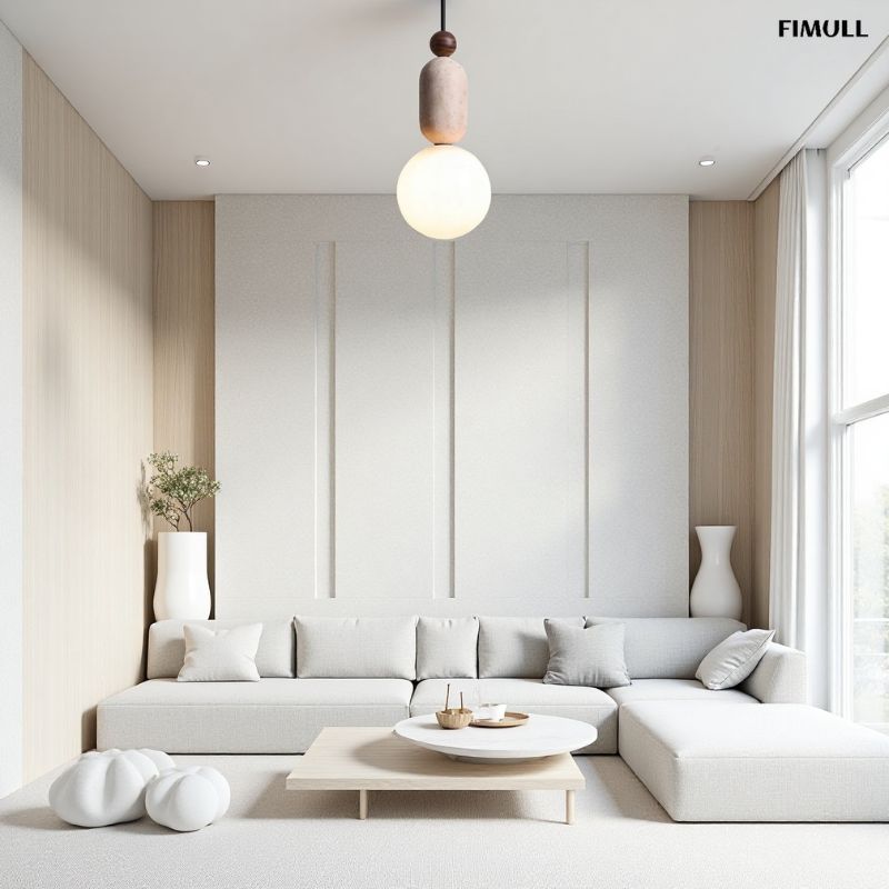 Minimalist Travertine Sphere Pendant Light