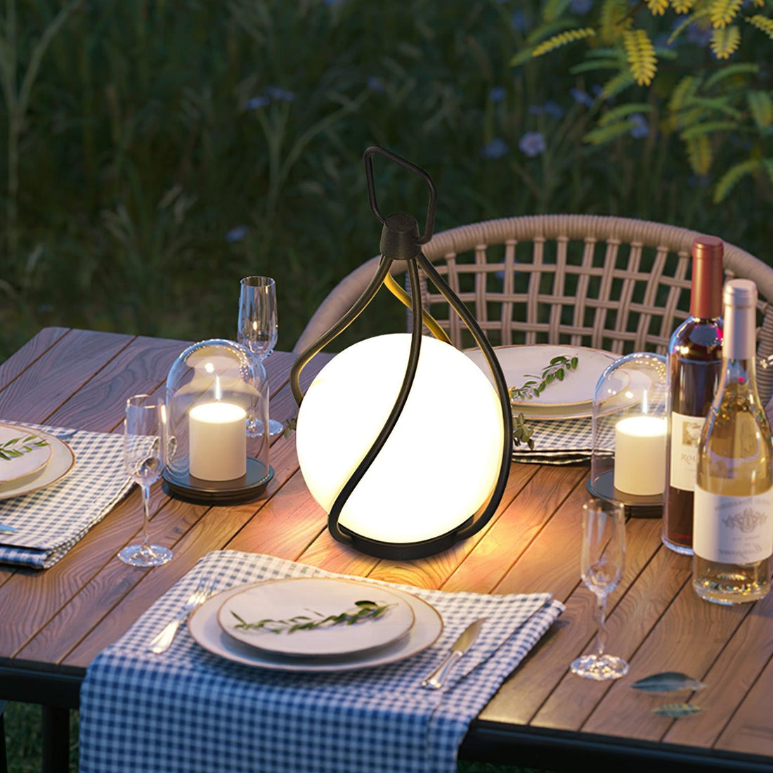 Orb Lantern Table Lamp - Rechargeable LED Light for Indoor & Patio