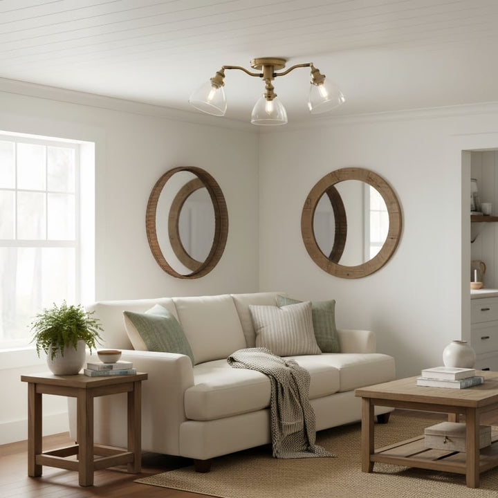 Novera Vintage-Inspired Semi-Flush Ceiling Fixture with Curved Arms for Living Spaces