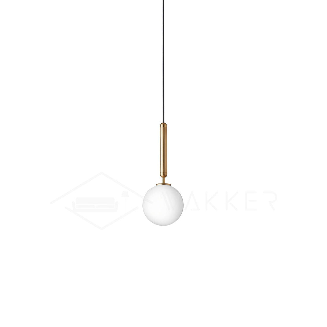 Abgerundete Stecker-Pendelleuchte aus Messing und Glas