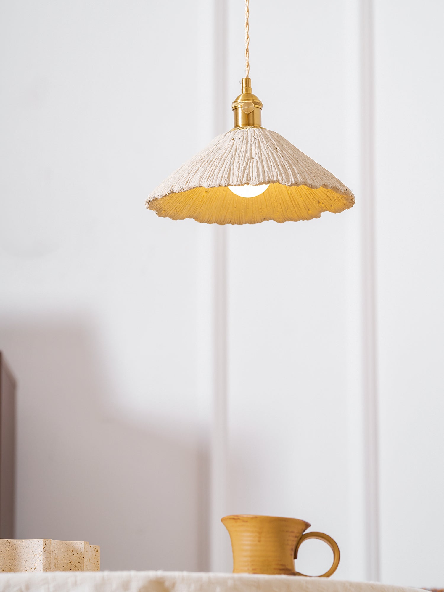 Textured Cement Gold Plug-In Swag Pendant