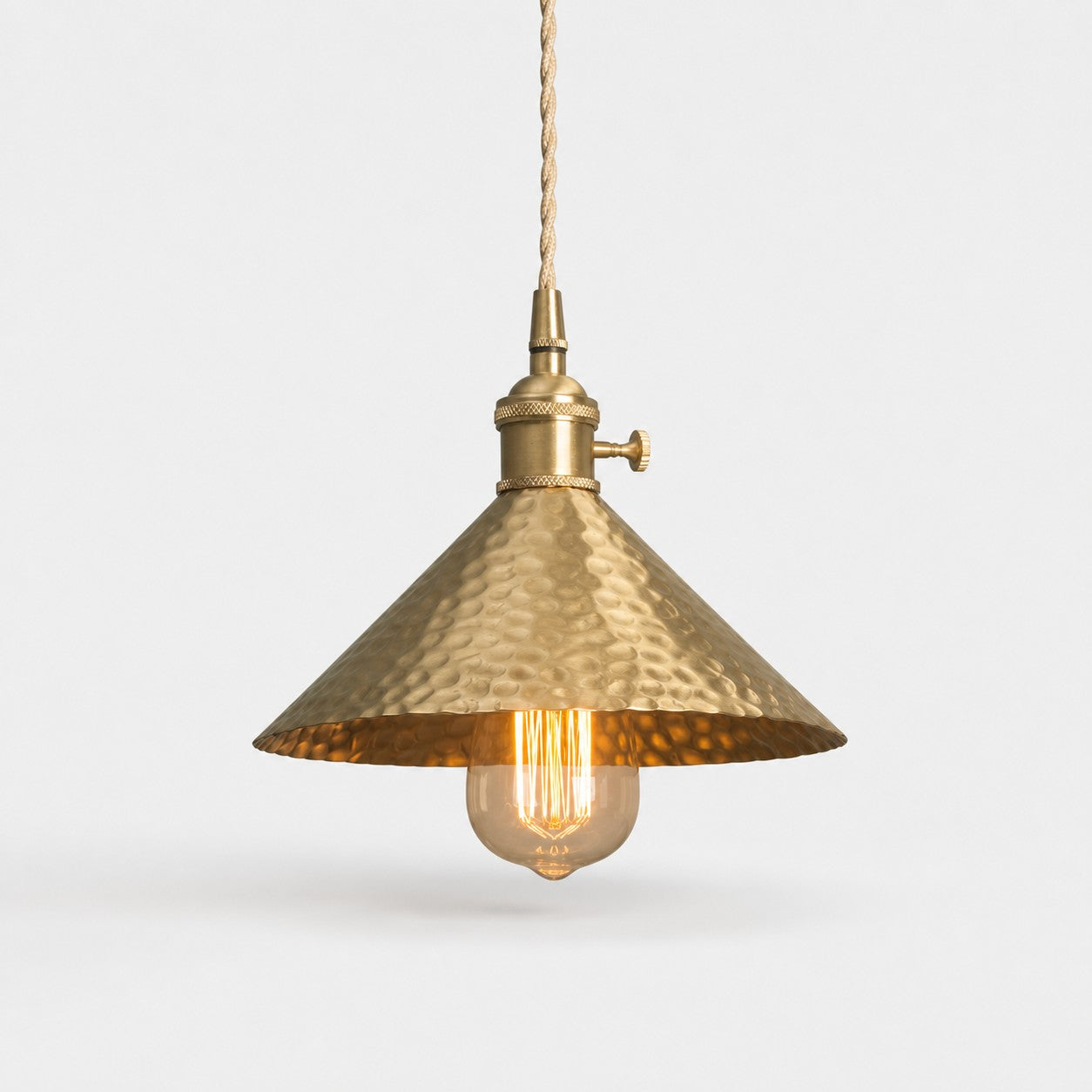 Hammered Cone brass pendant light