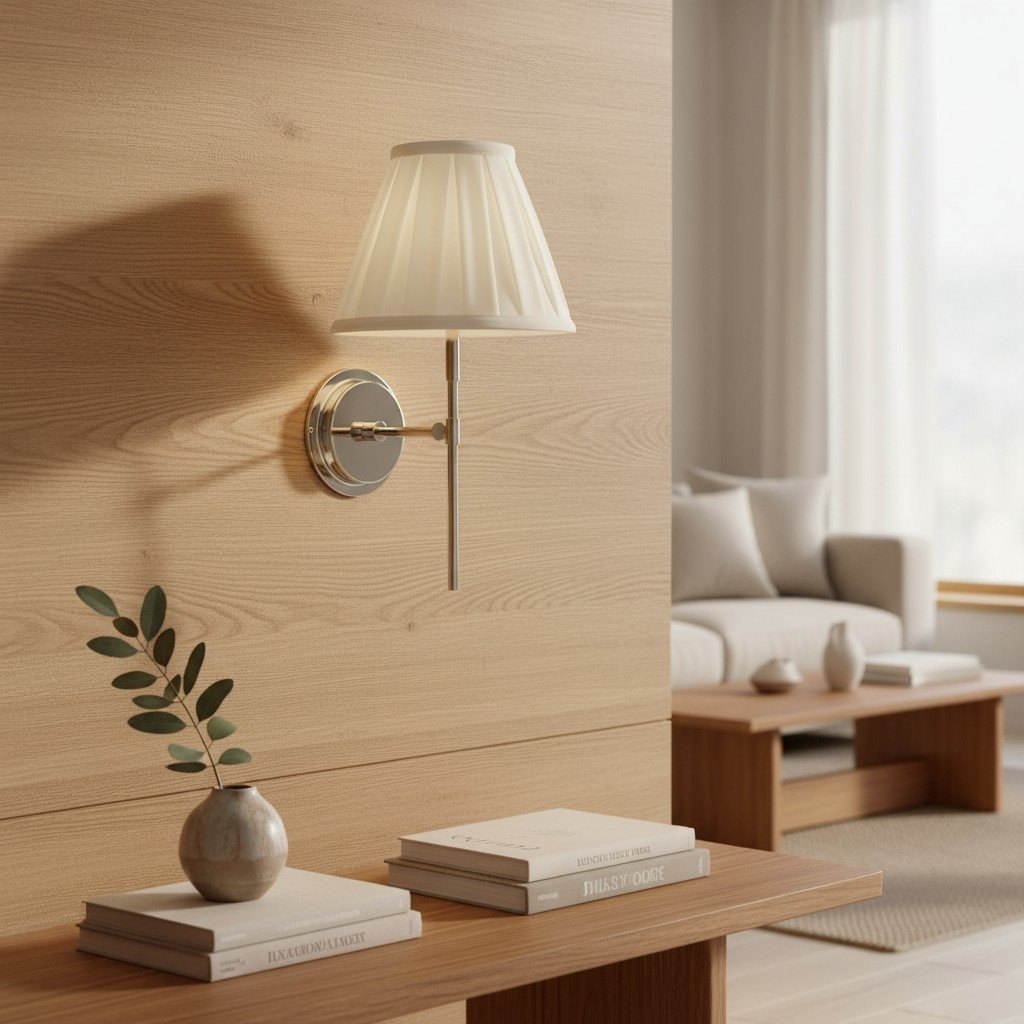 Cremaris Metal Wall Light with Fabric Shade - Timeless Sconce for Interior Lighting