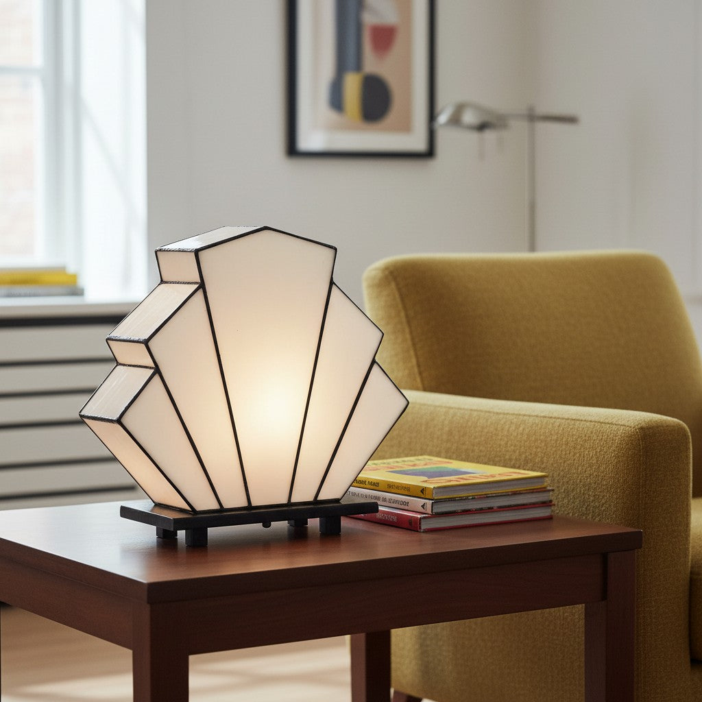 Kelsar Classic Stained Glass Table Lamp – Hand Cut Stained Glass Art Deco Table Lamp for Living Room or Bedroom
