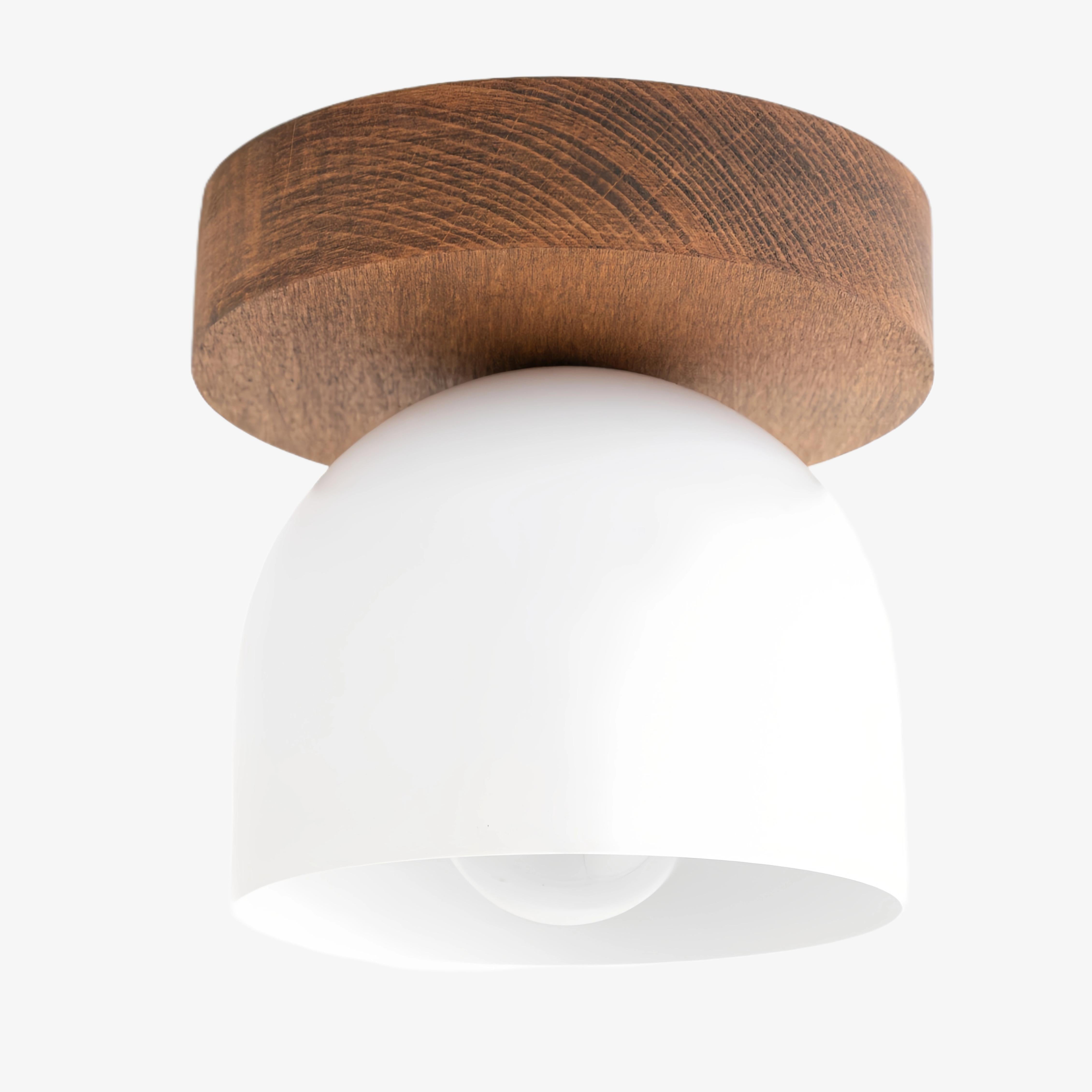 Metio Dome Moderne rustikale Deckenleuchte – Holz- und Metallfusion