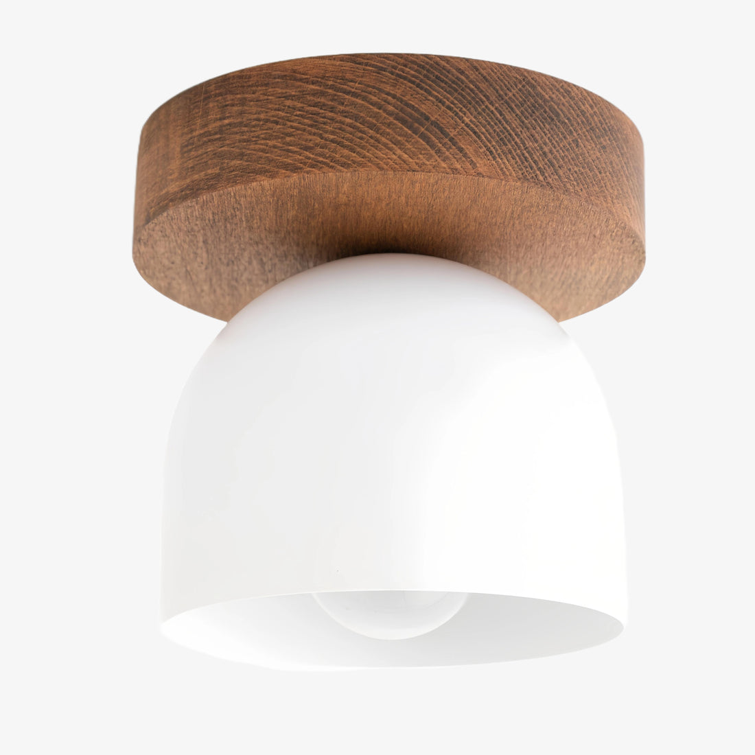 Metio Dome Moderne rustikale Deckenleuchte – Holz- und Metallfusion