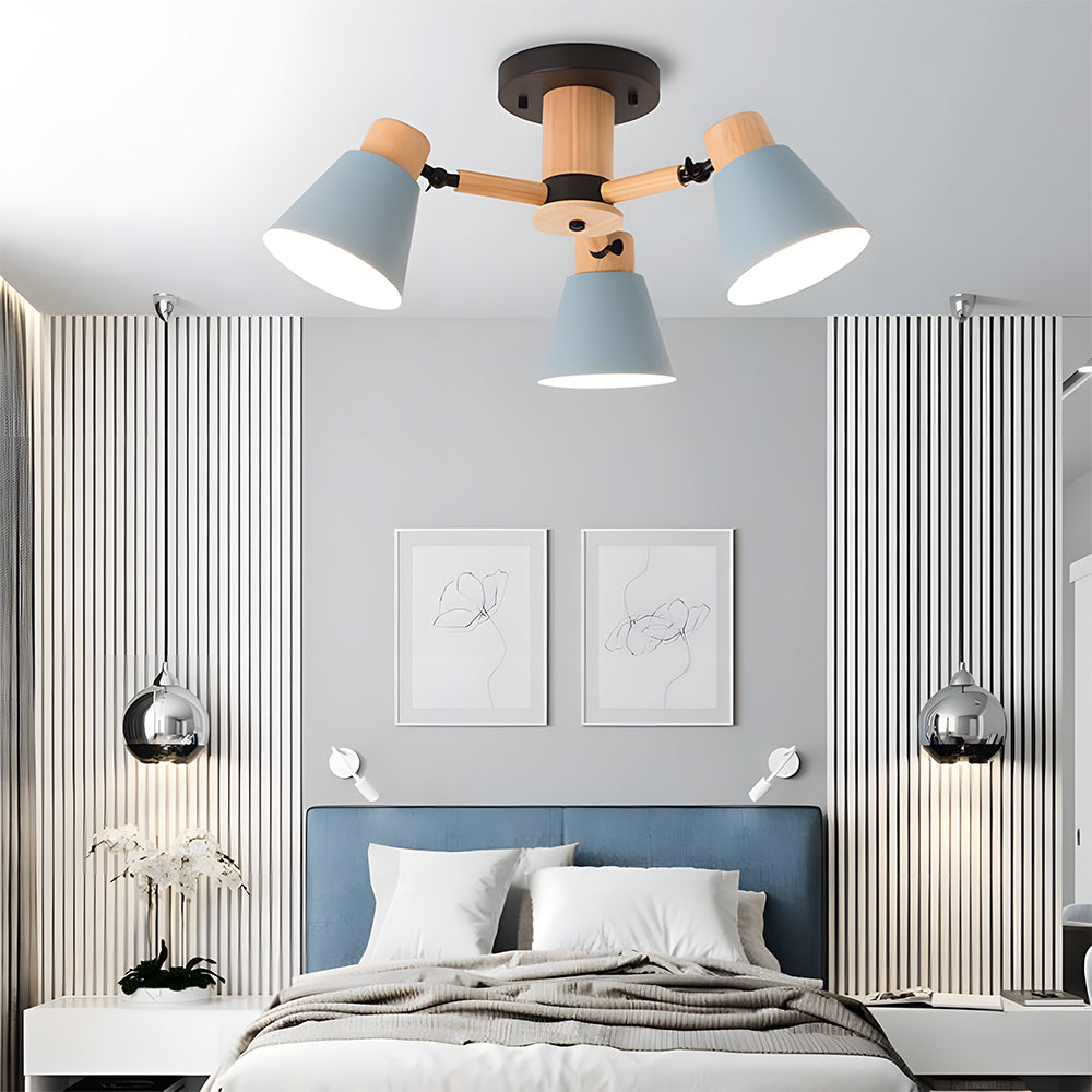 Wooden Ceiling Light - Flush Mount Living Room Lamp Natural