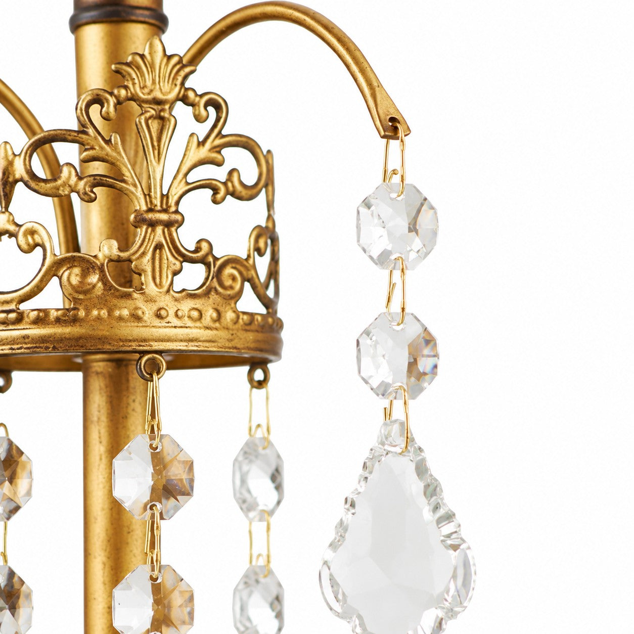French Six-Light Candle Chandelier with Crystal Draping