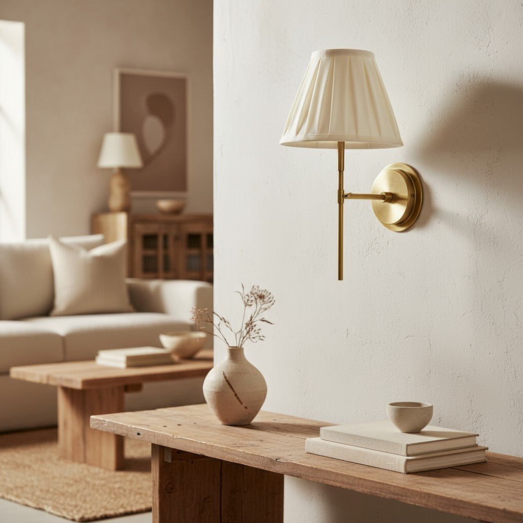 Cremaris Metal Wall Light with Fabric Shade - Timeless Sconce for Interior Lighting
