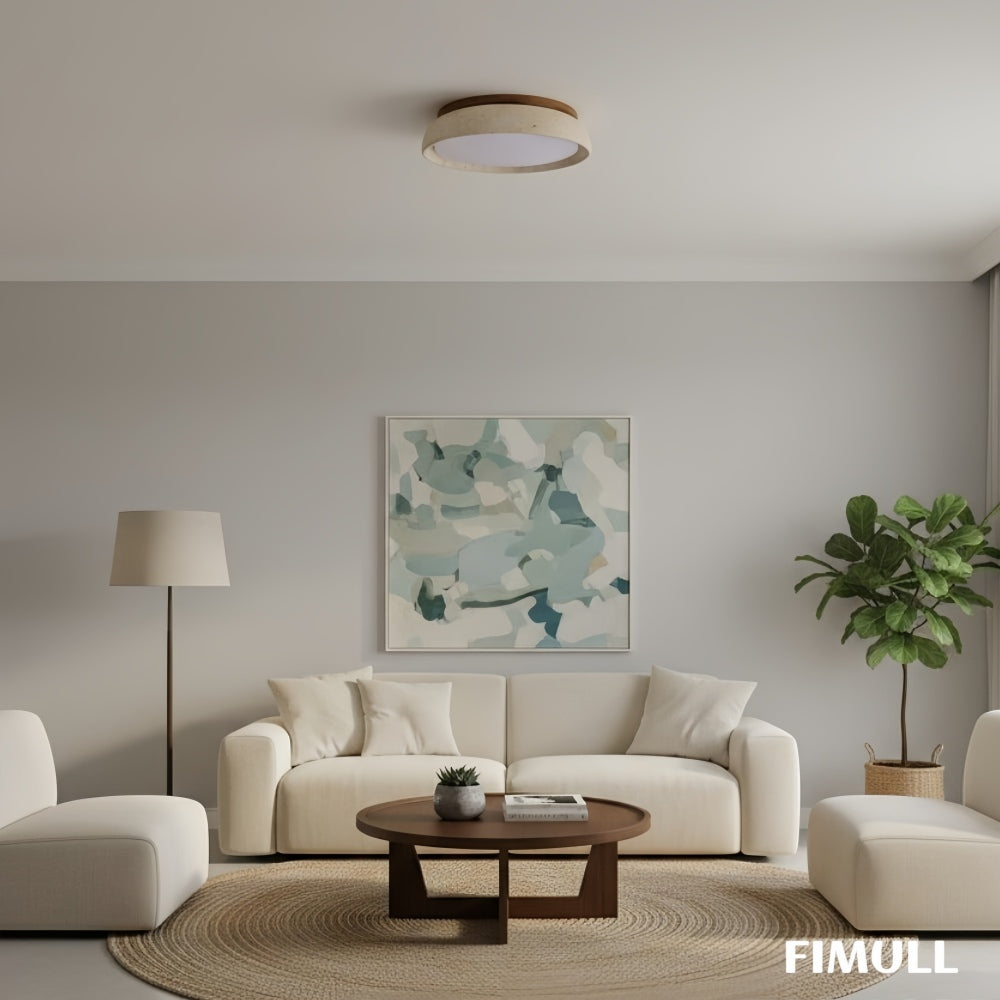 Organic Stone Round Ceiling Light – Minimal Accent Lighting for Entryway