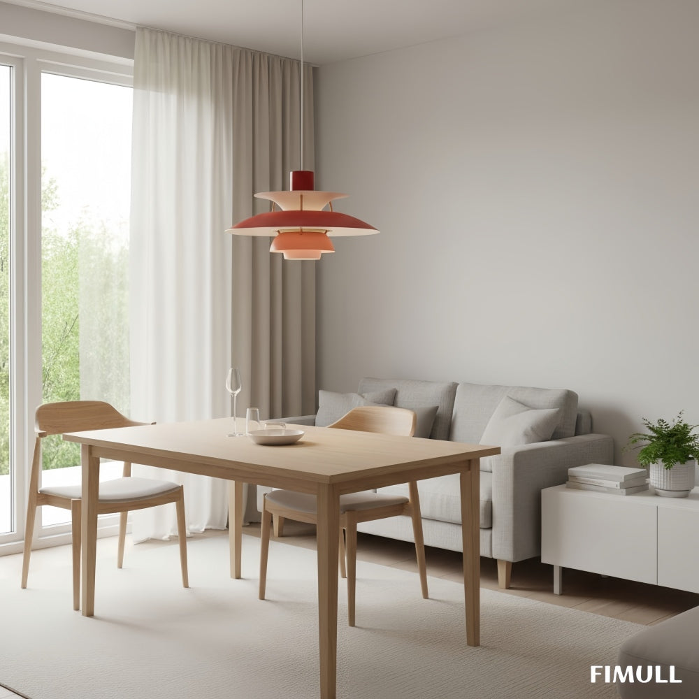 Layered Shade Pendant Light - Minimalist Metal Fixture for Dining Room