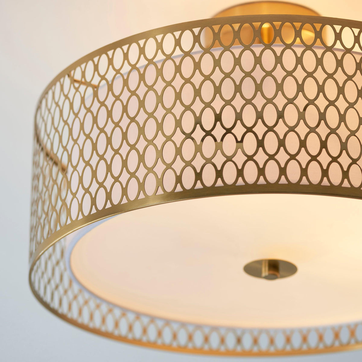 Liorin Geometric Mesh 3‑Light Flush Ceiling Light - Mesh Metal Lamp for Living Room or Hallway