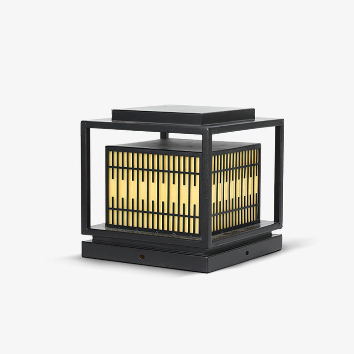 Frosted Alabaster Window Grille Light - Metal Outdoor Post Lamp