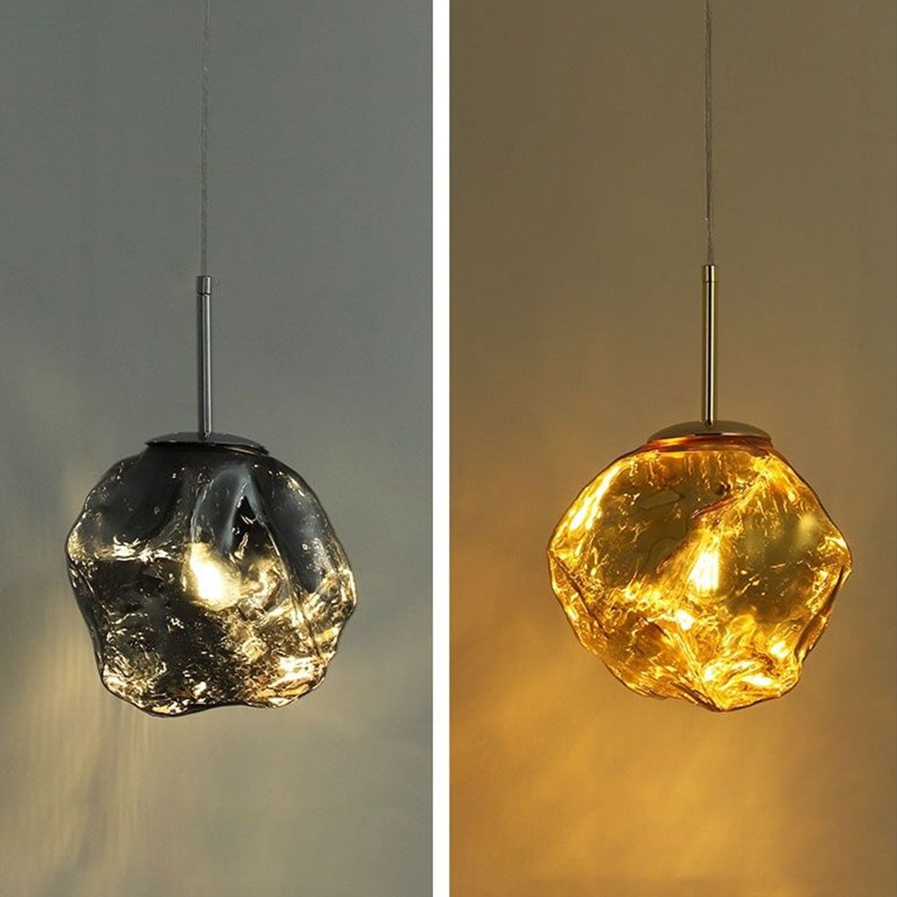 Modern Glass Pendant Light - Stone Shape Lamp for Kitchen Island