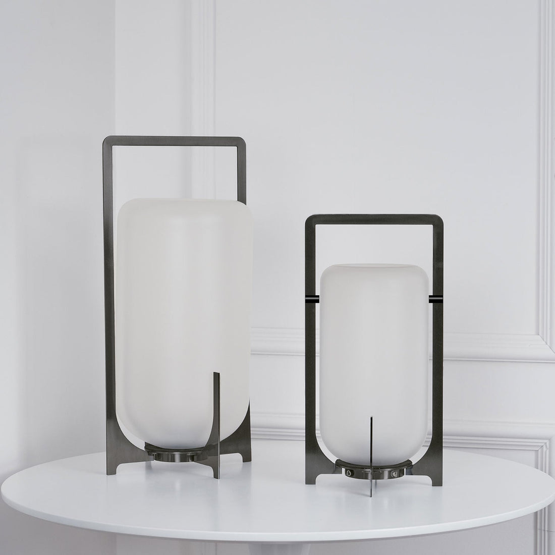 Lantern Table Lamp - Steel Modern Light for Bedroom & Living Room