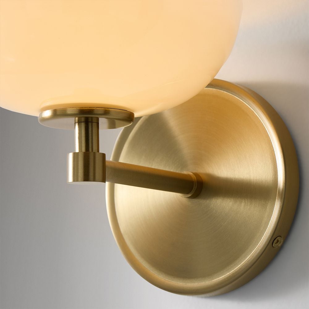 Vega Glass Wall Sconce — Minimalist Small Fixture, Contemporary Metal Accent for Hallway or Vanity