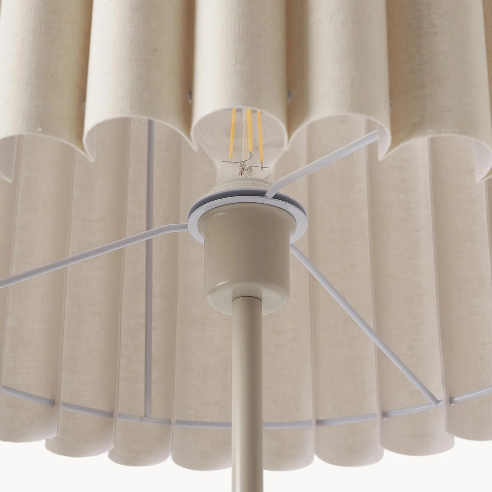 Velura Stand Floor Lamp - Beige Linen Shade and Metal Stand