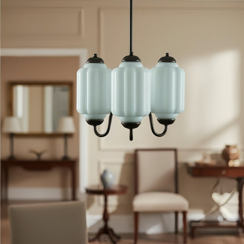 Eloise Vintage Chandelier - Milk Glass 3-Head Lamp for Bedroom