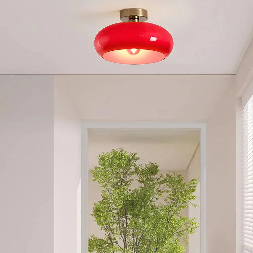 Retro Glass Ceiling Light - Round Fixture for Living Room