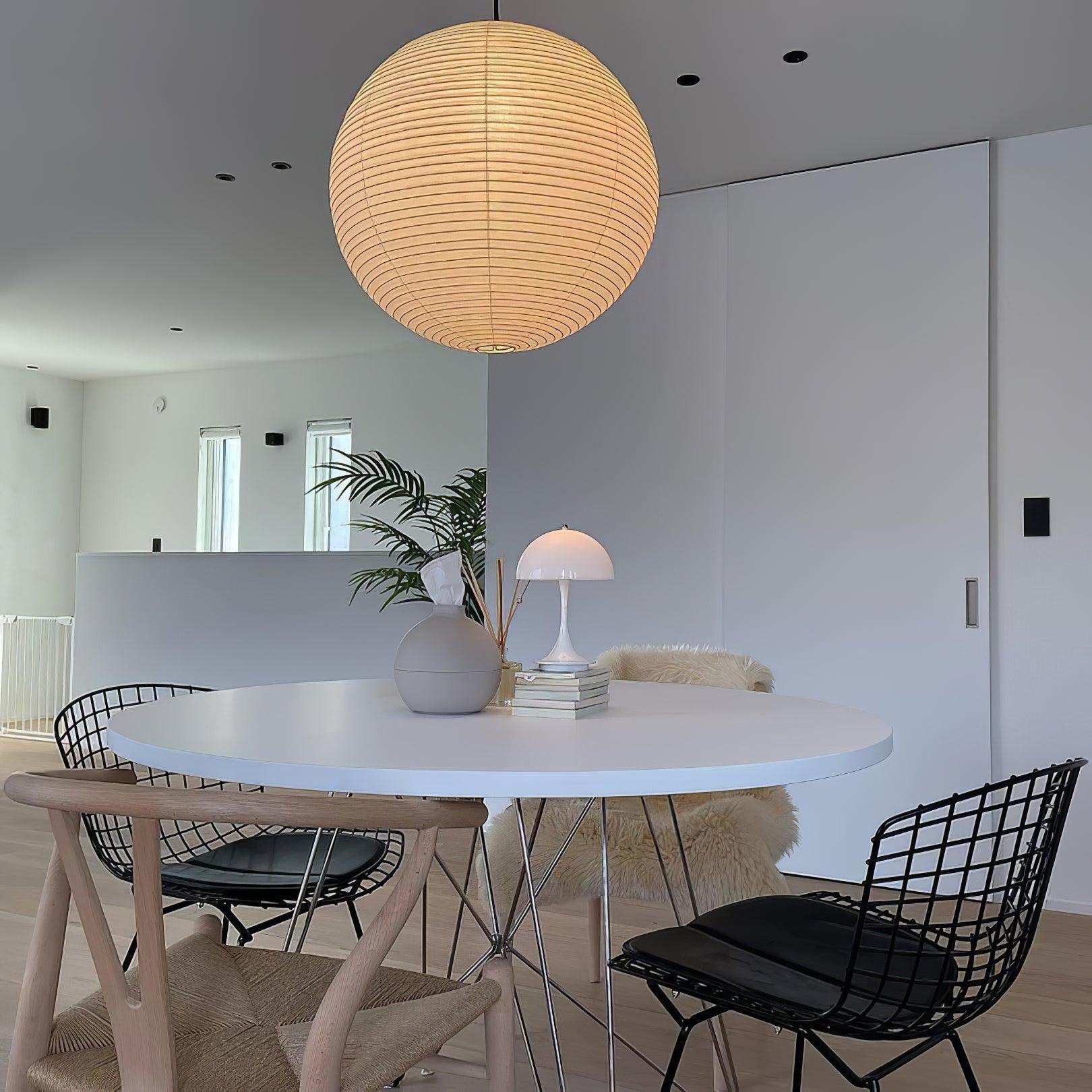 Washi Paper Round Pendant Lamp – Minimalist Lighting for Living Room