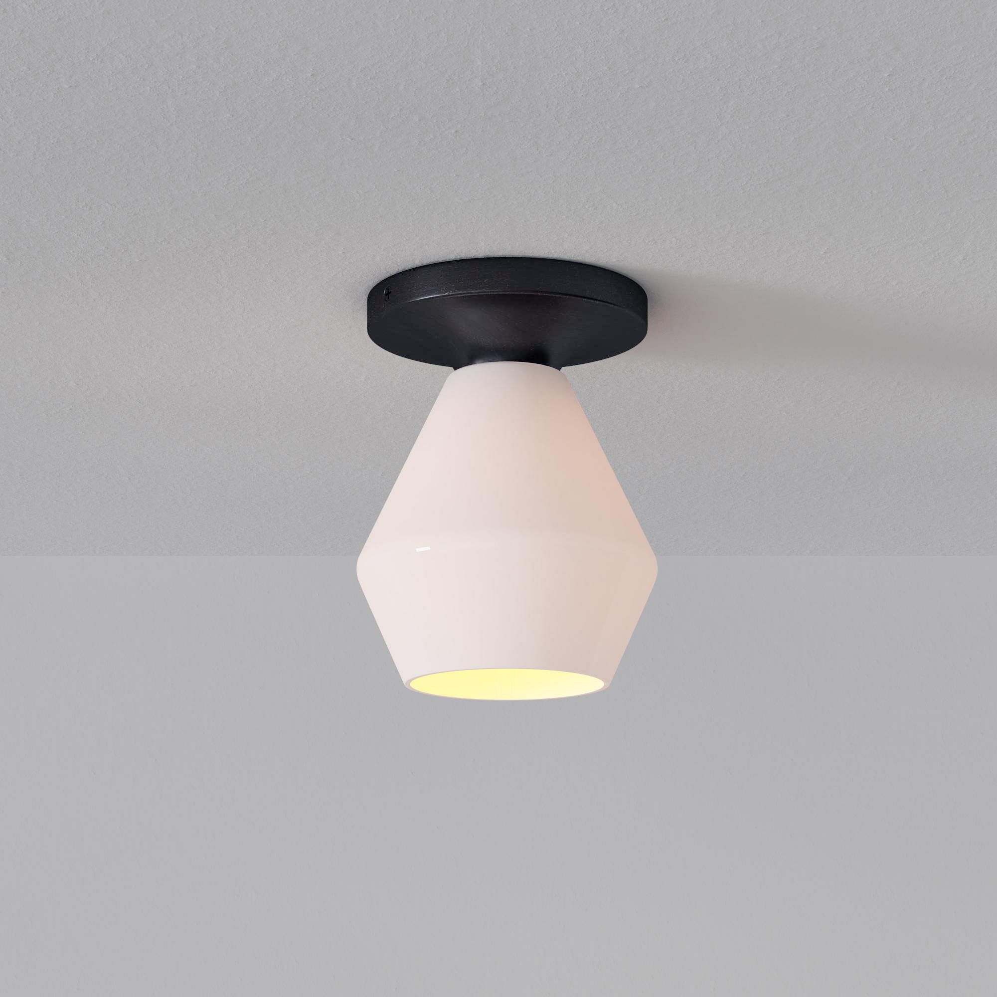 Merin Minimalist Sleek Geometric Glass Flushmount Light