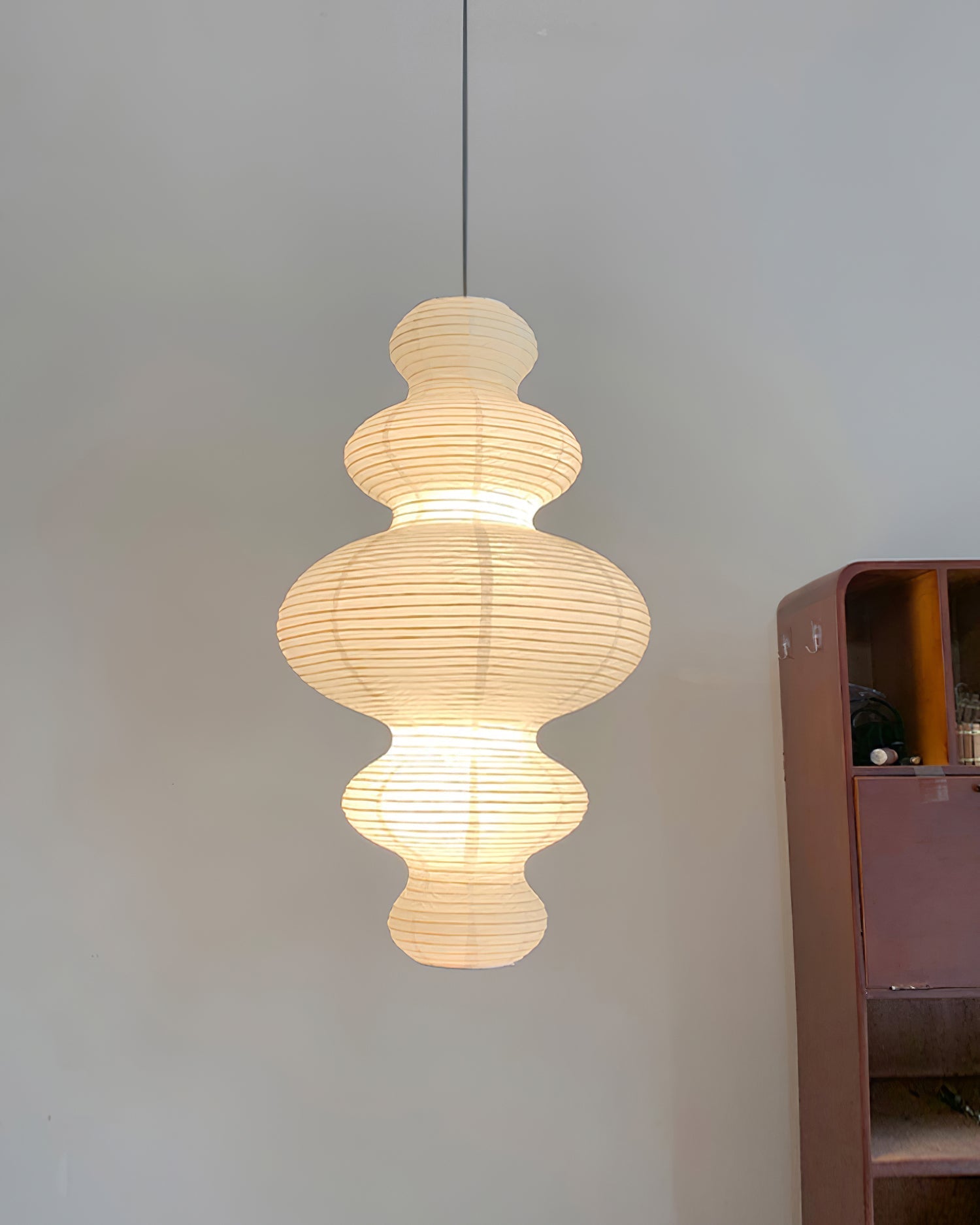 Luxurious Pendant Swag Lamp - Sculptural Rice Paper Lamp for Bedroom