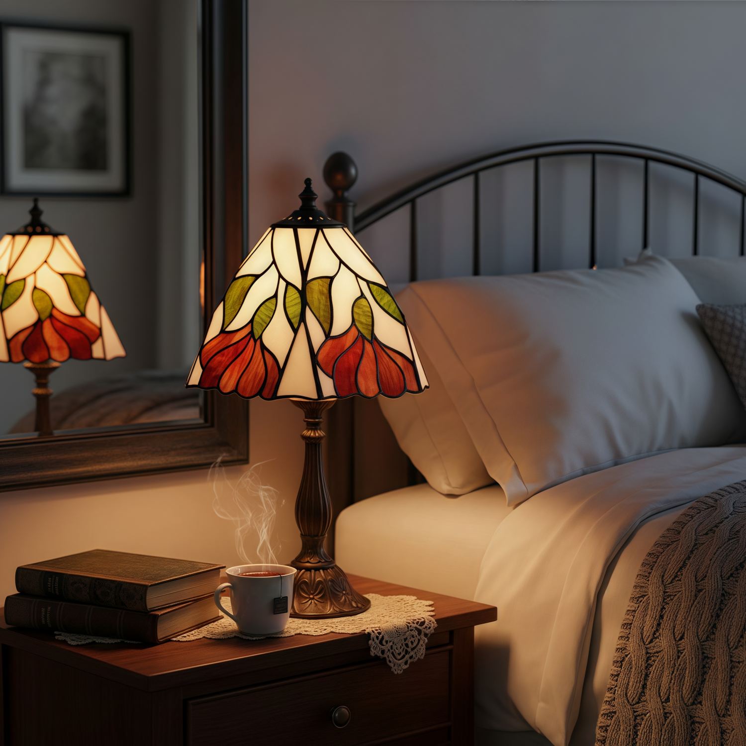 TF Botanica Decorative Table Lamp – Colourful Floral Glass Lamp for Cozy Interiors