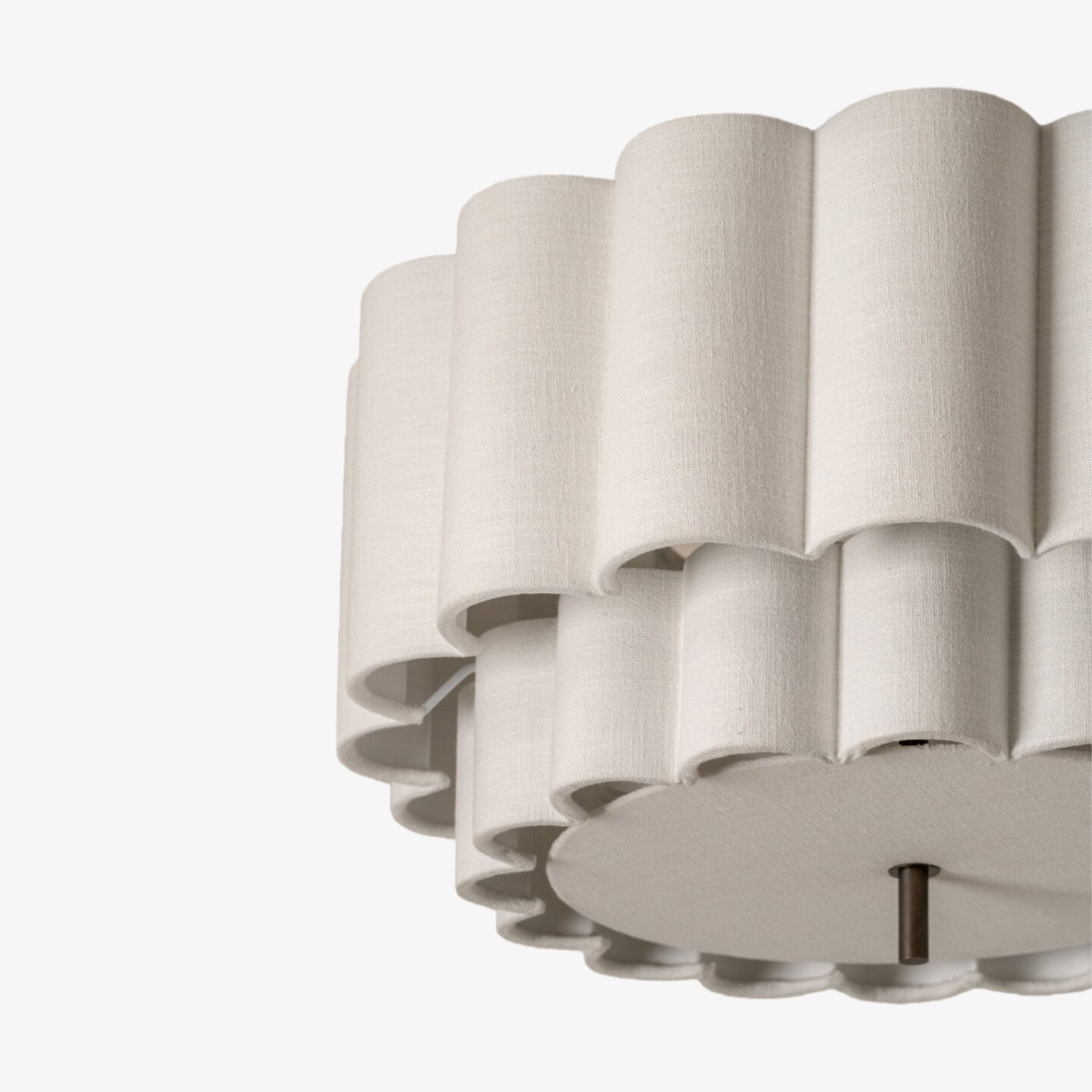 Linbron Flush Lighting – Scalloped Linen Shade and Bronze Finish Modern Ceiling Light for Dining Room