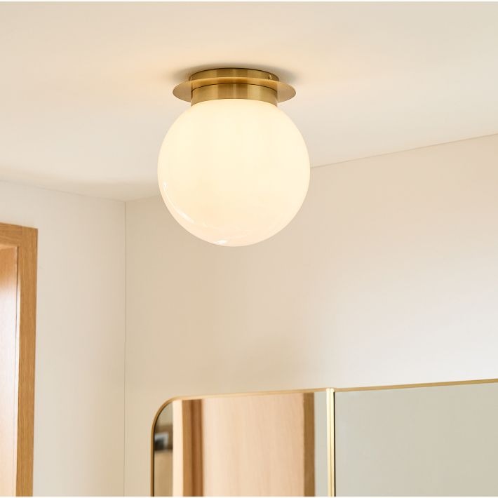 Rivolence Flush Mount Ceiling Fixture - Minimal Globe Brass Lighting