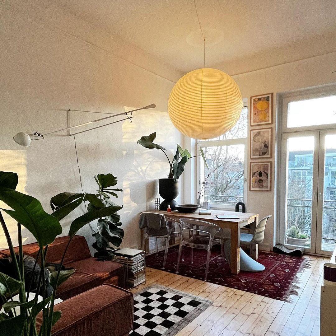 Washi Paper Round Pendant Lamp – Minimalist Lighting for Living Room