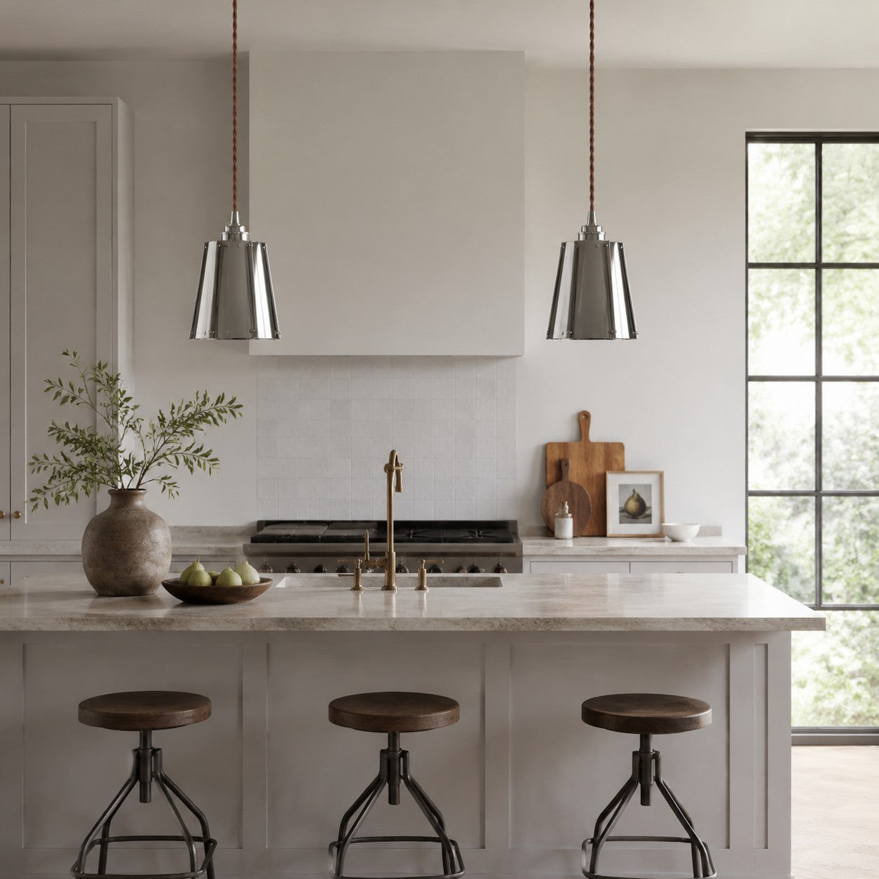 Vintage Metal Pendant Light with Layered Shade