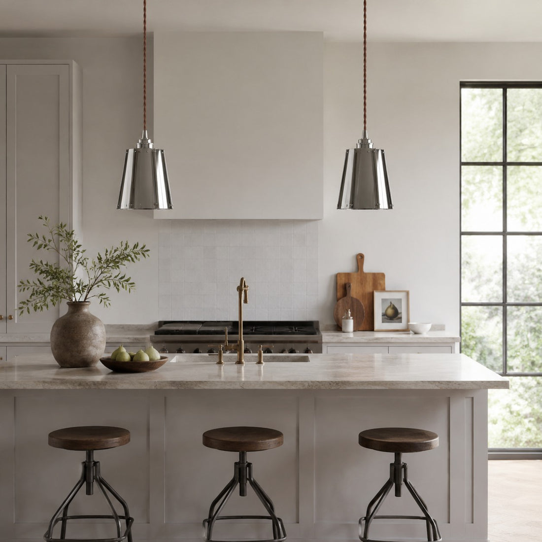 Vintage Metal Pendant Light with Layered Shade