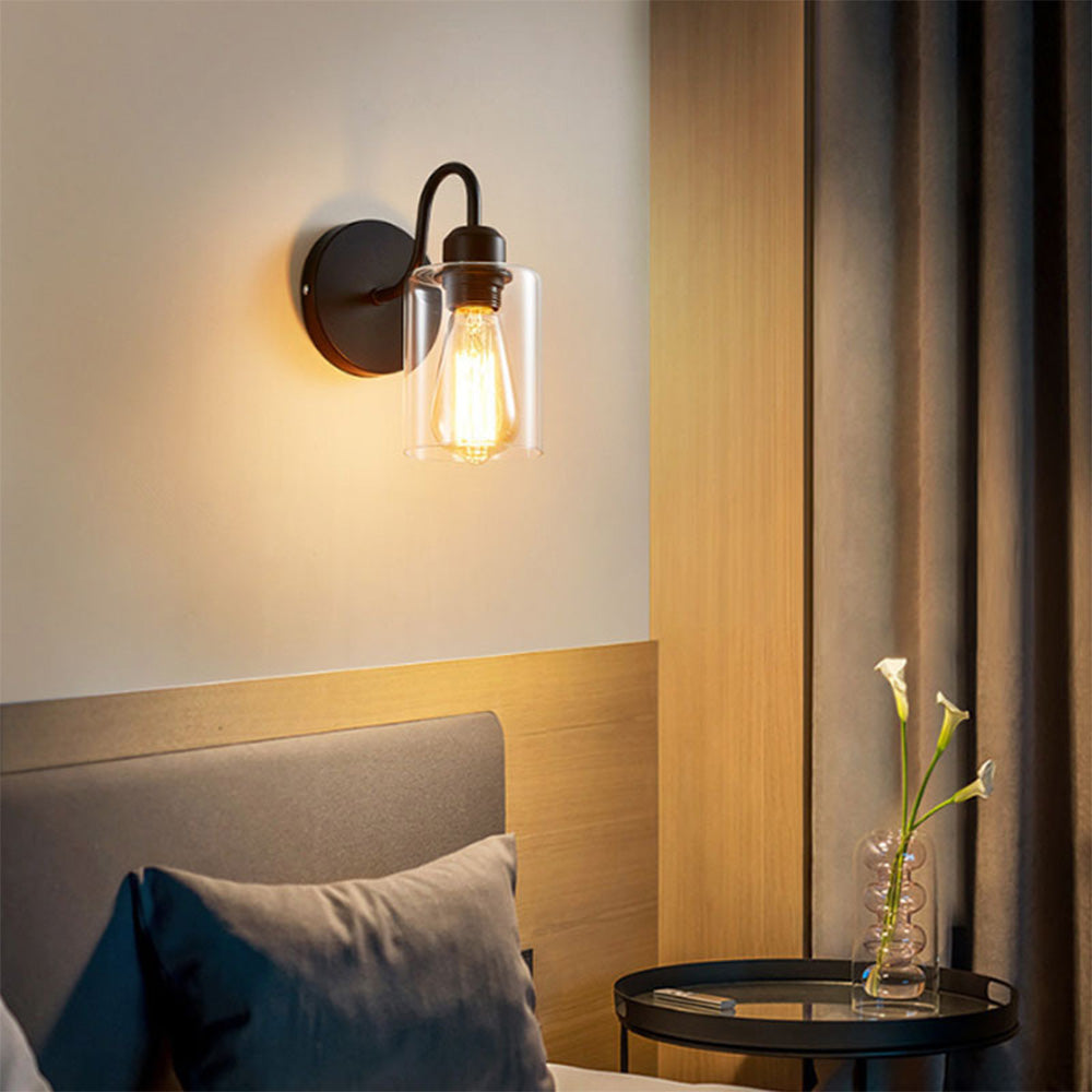 Black Iron Wall Light - Modern Living Room Sconce Industrial Chic