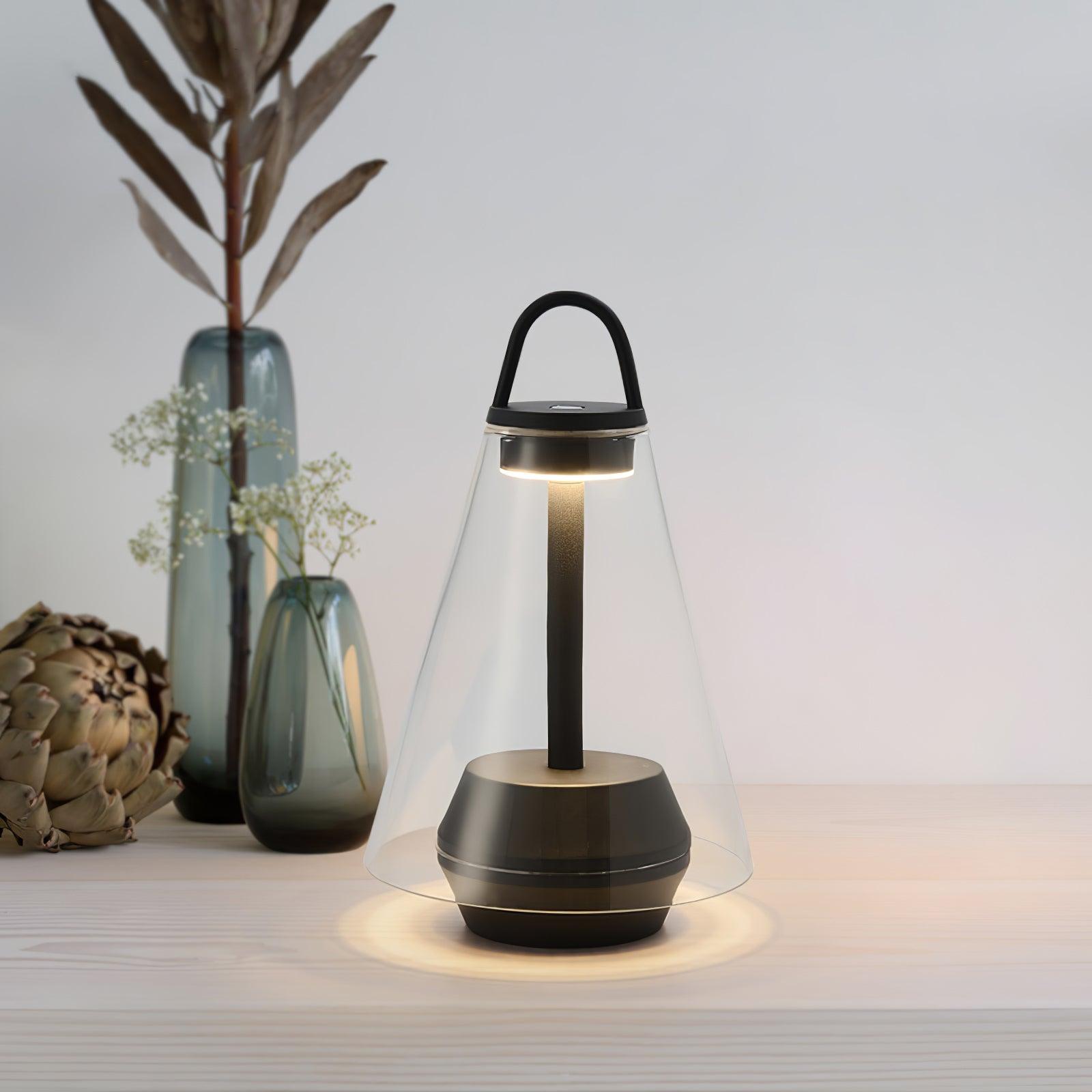 Table Lamp - Rechargeable Glass LED Light for Indoor Use
