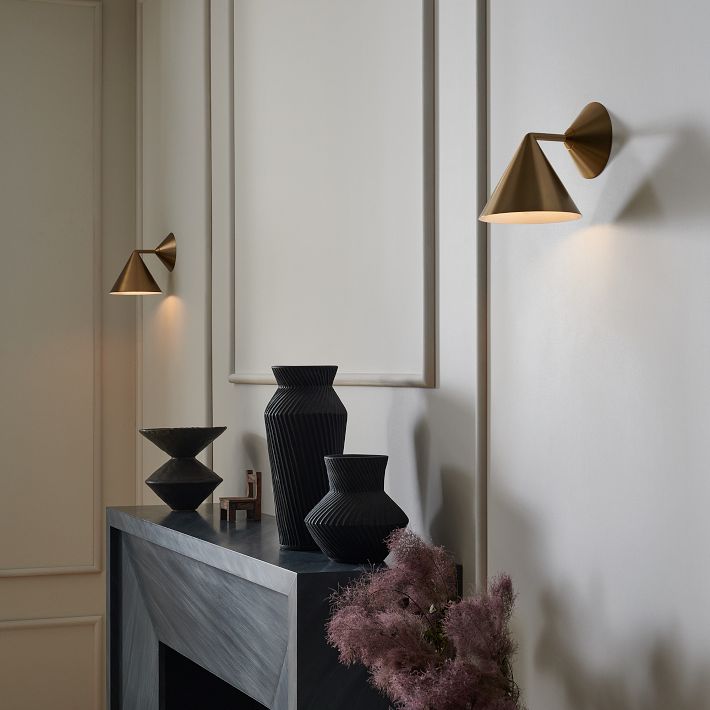 Brivana Modern Metal Wall Light - Cone Brass Sconce for Hallway