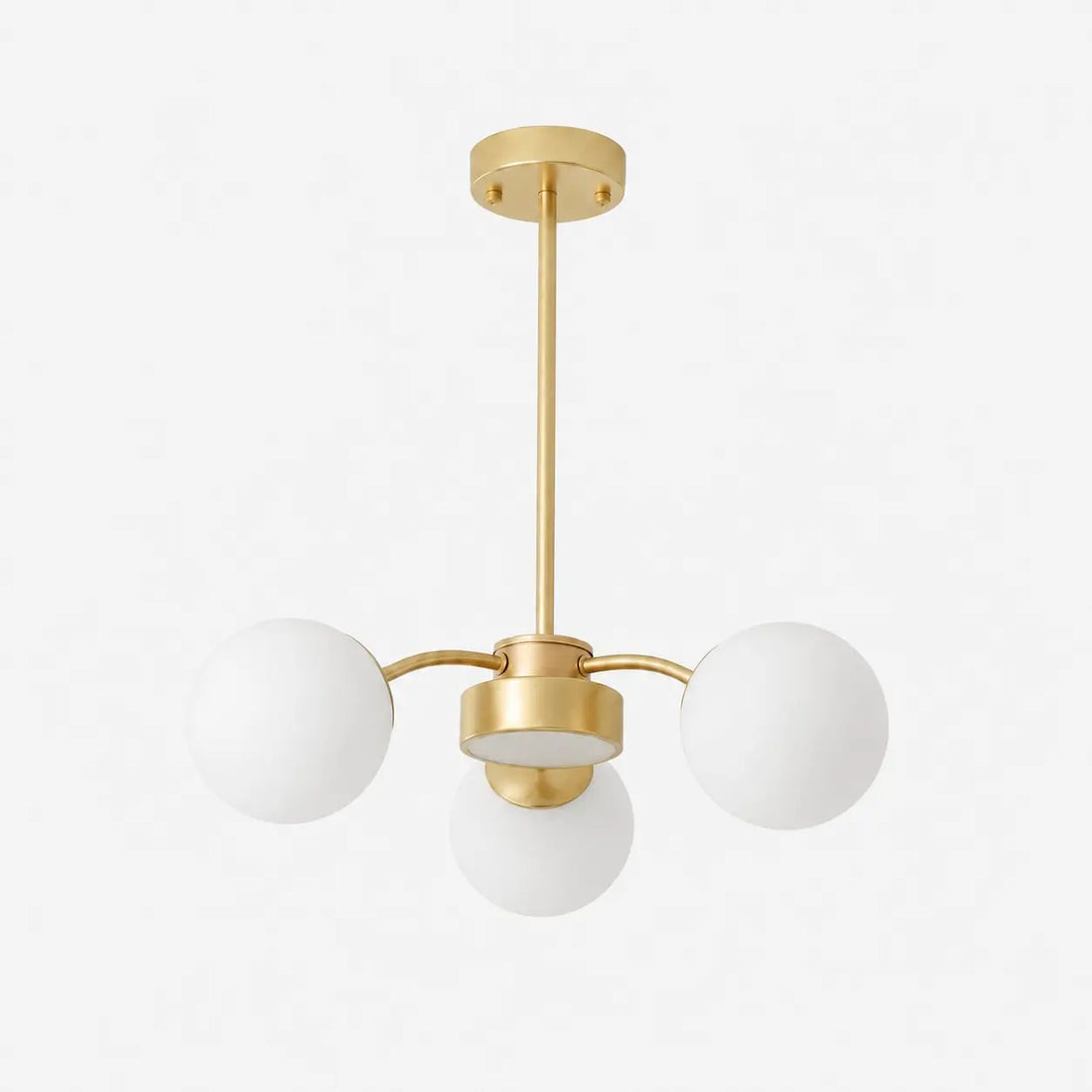 Modern milk glass chandelier with 3 lights in Gold