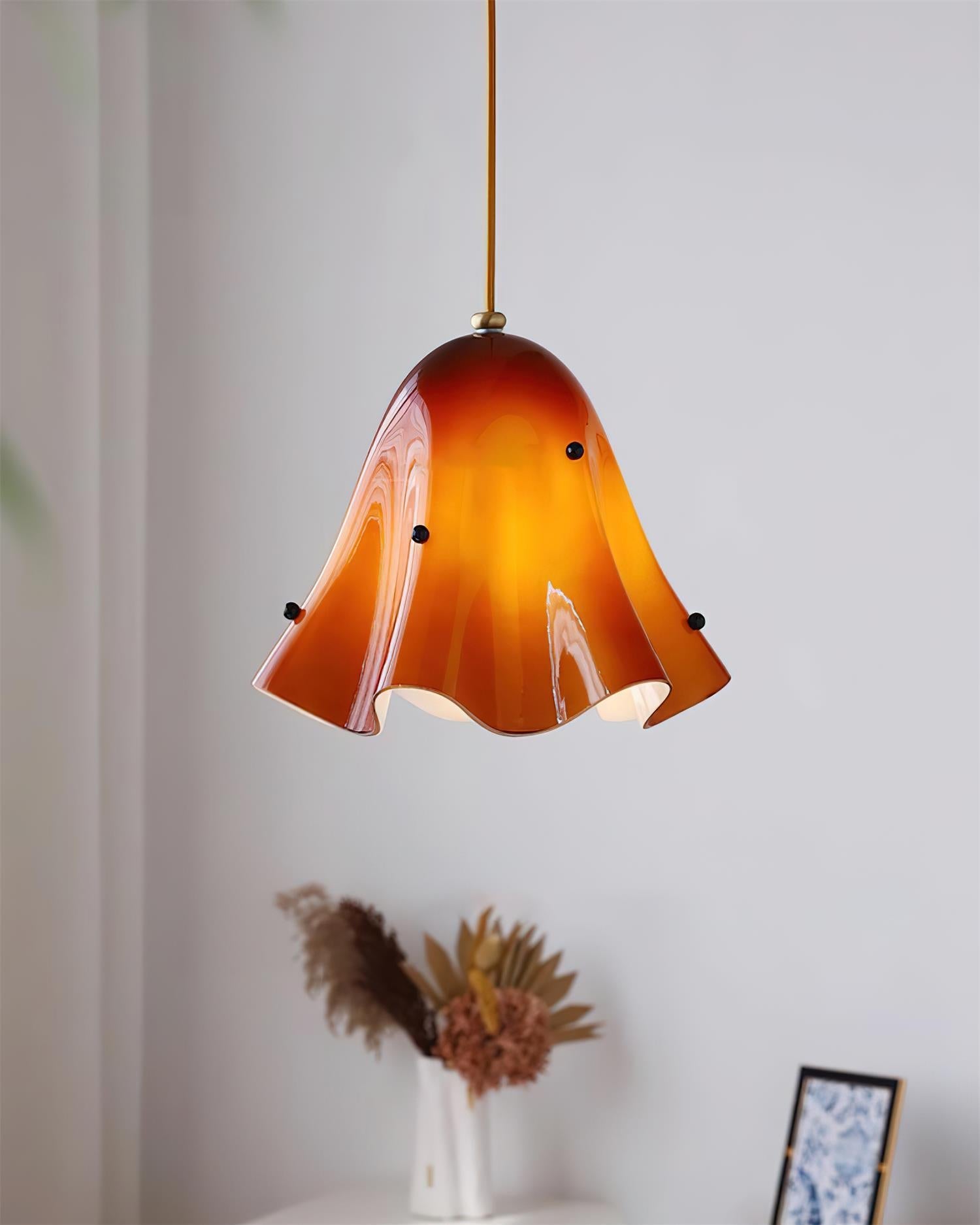 Bellina Kunstvolle Glas-Pendelleuchte – Moderne, von Blüten inspirierte Hänge-Deckenlampe