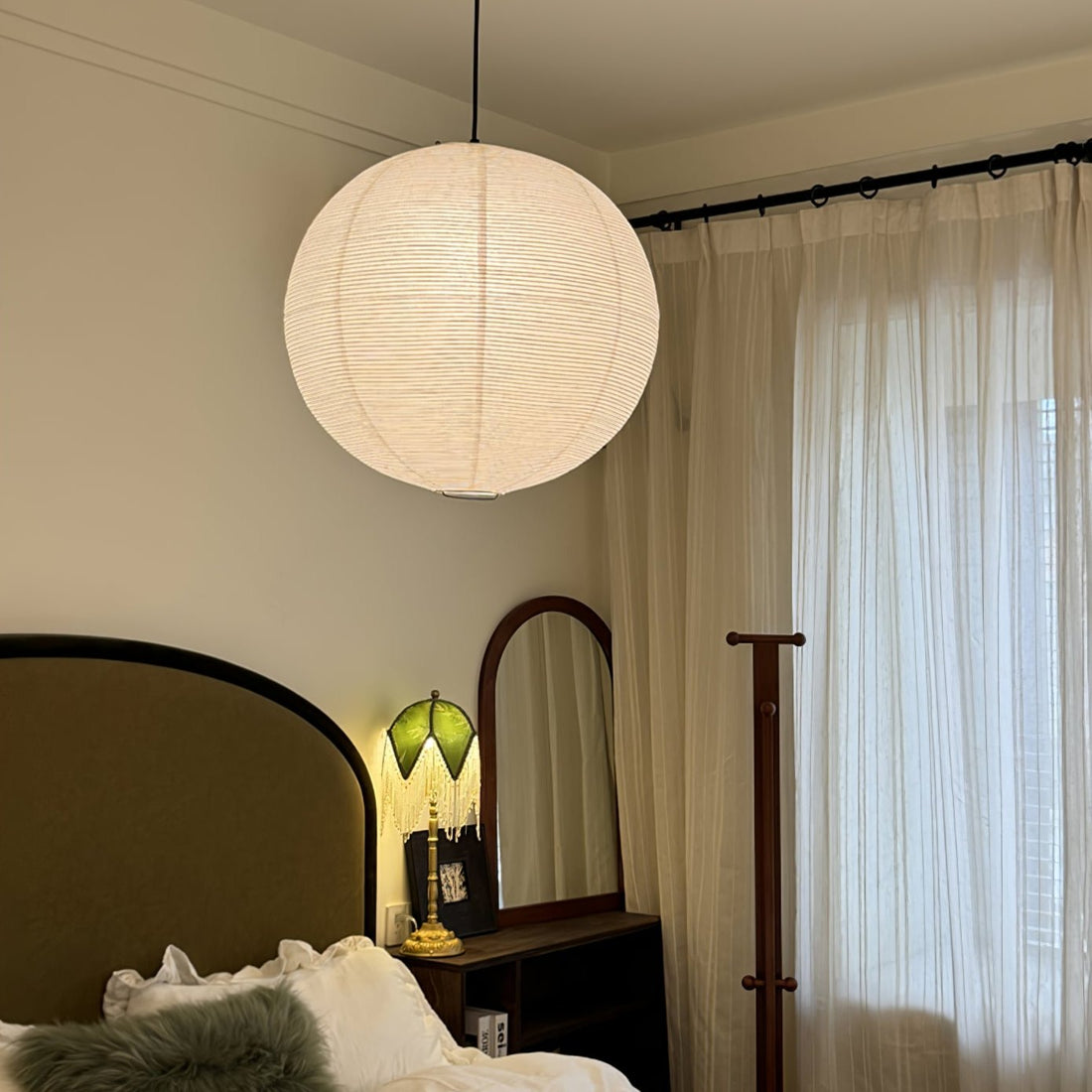 Runde Pendelleuchte aus Washi-Papier – Minimalistische Beleuchtung für das Wohnzimmer