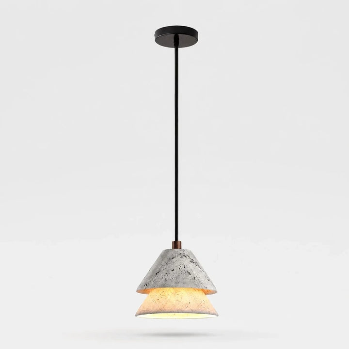 Grey Stone Pendant Light with Paper Diffuser