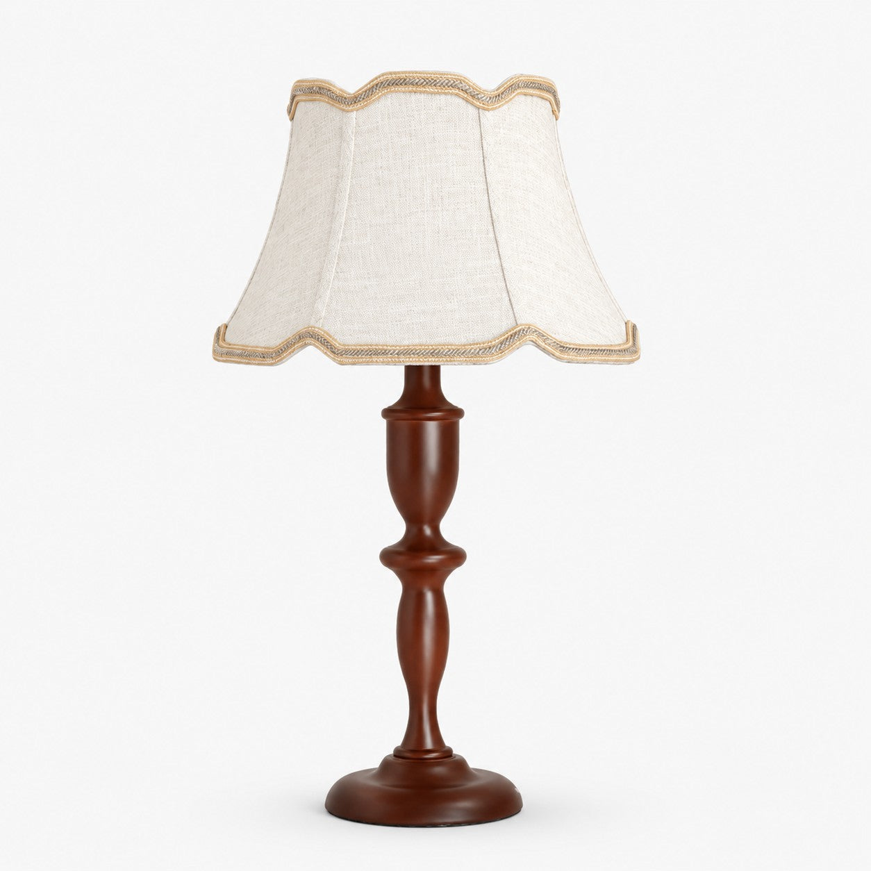 Vintage Fabric Table Lamp with Scalloped Shade