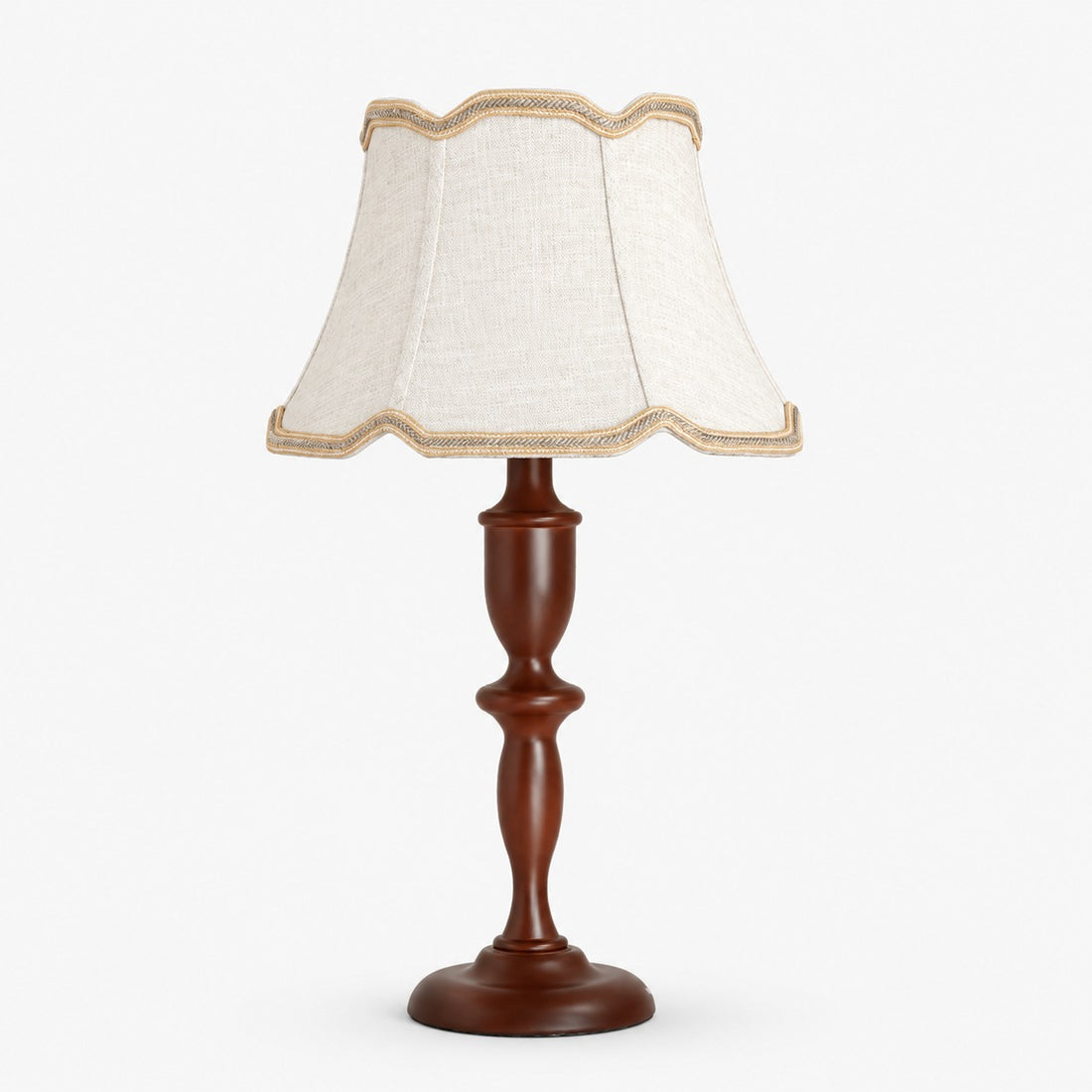 Vintage Fabric Table Lamp with Scalloped Shade