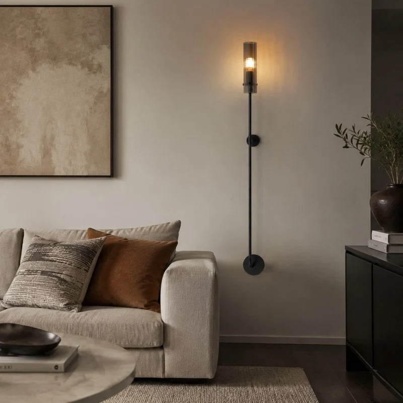 Black living room scene