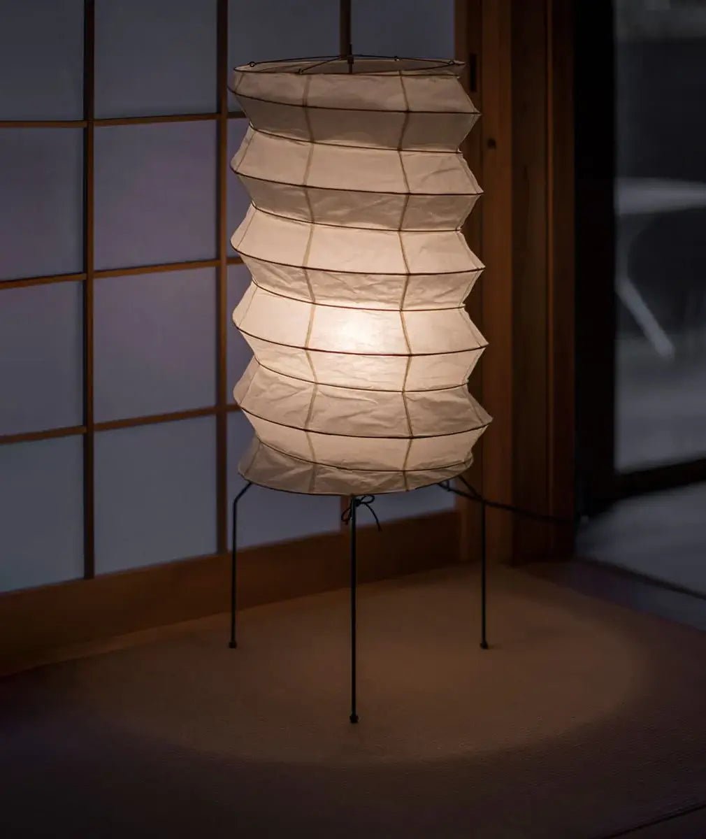 Japandi-Style Floor Lamp - Rice paper Pleated Lamp for Bedroom