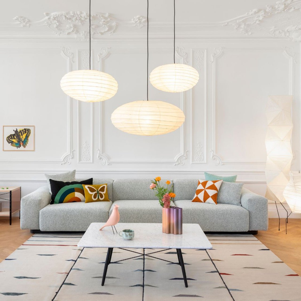 Washi Paper Pendant Lamp - Minimalist Japanese Light for Bedroom Decor